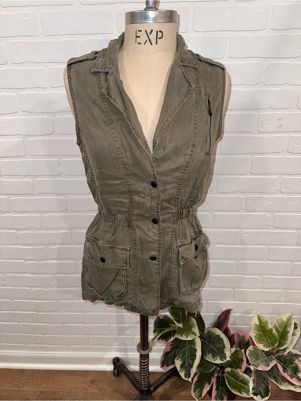 Kenneth Cole Reaction Utility Vest Jacket - Olive Green